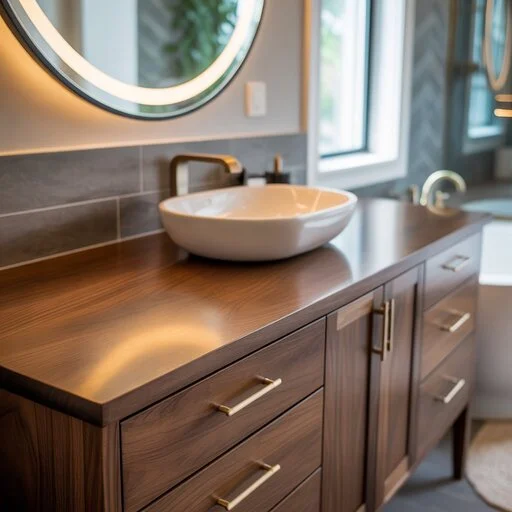 Luxury Custom Bathroom Vanities & Knoxville Bathroom Remodel featuring stylish storage solutions.